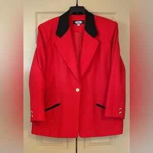 Chic Red Blazer with Black Details